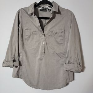 💚 7Th Ave New York & Co Womens Long Sleeve Gray Top‎ Size Medium
